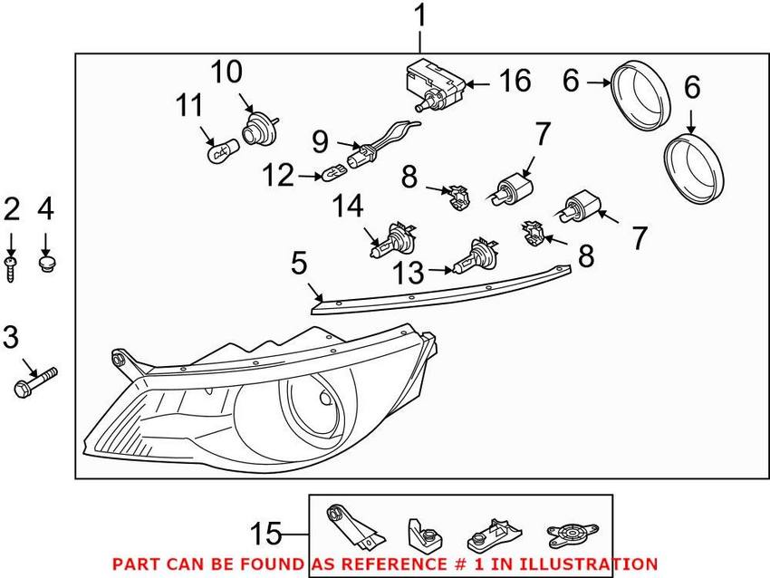 VW Headlight Assembly - Passenger Side (Halogen) 5N1941032AC